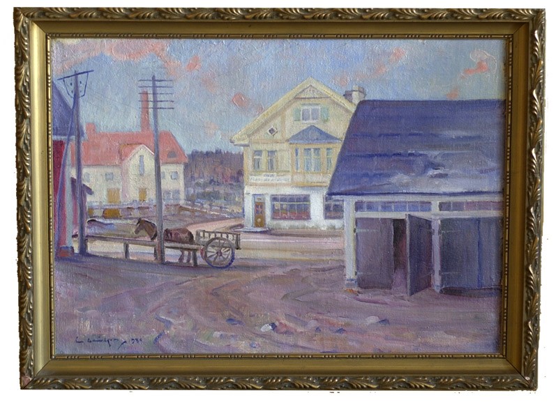 Perniön aseman keskusta, maalattu 1930