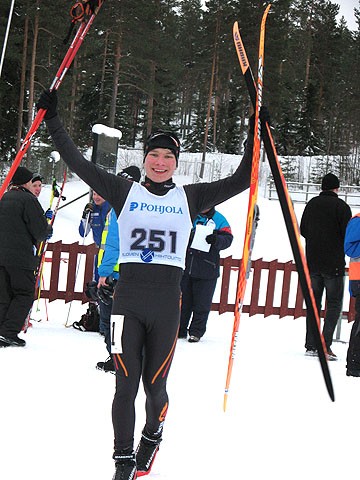 Lauri Vuorisen kelpasi tuulettaa onnistuneen loppukirin jälkeen.