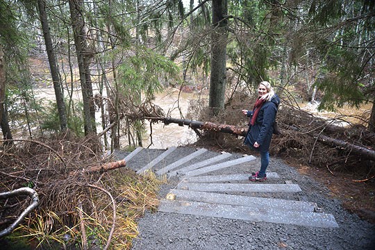 Latokartanonkosken ympäristön luontopolulle on rakennettu uusia portaita tarvittaviin paikkoihin. Oppaana kohennetulla reitillä on Ely-keskuksen aluekoordinaattori Pinja Kasvio.