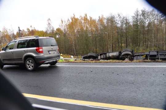 Rekka on kaatunut kantatien ja junaradan väliiselle pientareelle.